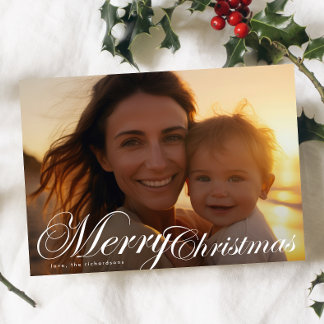 Klassieke Elegante Typografie Foto Prettig Kerstfe Feestdagenkaart