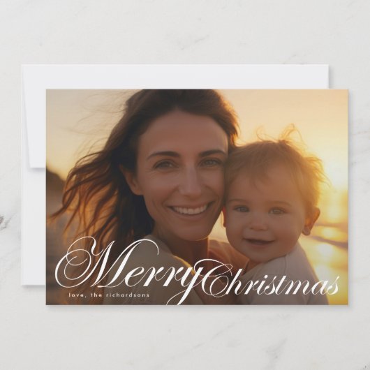 Klassieke Elegante Typografie Foto Vrolijk Kerstmi Feestdagenkaart (Voorkant)