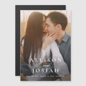 Klassieke Elegante Typografie Namen Foto Bruiloft  Magnetische Uitnodiging (Voorkant / Achterkant)