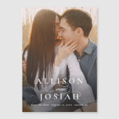 Klassieke Elegante Typografie Namen Foto Bruiloft  Magnetische Uitnodiging (Voorkant)