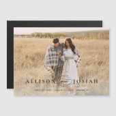 Klassieke Elegante Typografie Namen Foto Bruiloft  Magnetische Uitnodiging (Voorkant / Achterkant)