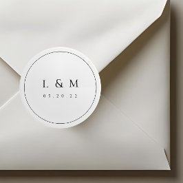Klassieke Elegante Typografie Trouw Monogram Ronde Sticker