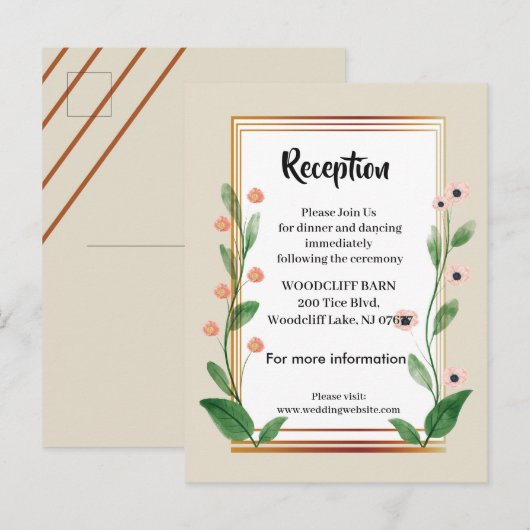 Klassieke & Elegante Verfijnde ontvangstkaart Aankondigingskaart (Voorkant / Achterkant)