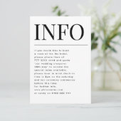 Klassieke Elegante Vette Grote INFO Bruiloft Detai Informatiekaartje (Staand voorkant)
