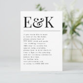 Klassieke Elegante Vette Grote Monogram Bruiloft D Informatiekaartje (Staand voorkant)