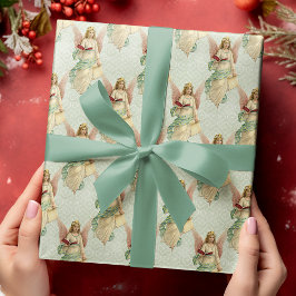 Klassieke Elegante Victoriaanse Vintage Kerstengel Cadeaupapier