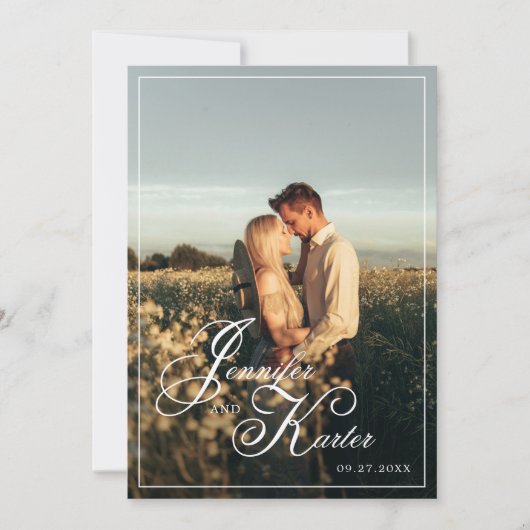 Klassieke Elegante Vierkante Grens Foto Bruiloft Kaart (Voorkant)