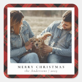 Klassieke Elegante Vrolijke Kerstmis Custom Photo Vierkante Sticker