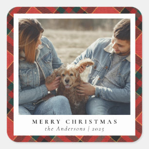Klassieke Elegante Vrolijke Kerstmis Custom Photo Vierkante Sticker
