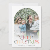 Klassieke Elegante Vrolijke Kerstmis Twee Foto Feestdagenkaart (Voorkant)