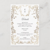 Klassieke Elegante Wapen Monogram Trouwreceptie Informatiekaartje (Voorkant)