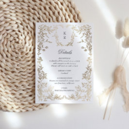 Klassieke Elegante Wapen Monogram Trouwreceptie Informatiekaartje