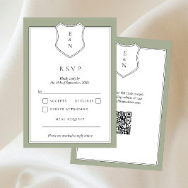 Klassieke Elegante Wapen QR Code Trouw RSVP Kaart