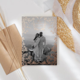 Klassieke Elegante Wapen Save the Date Roze Goud Folie Uitnodiging
