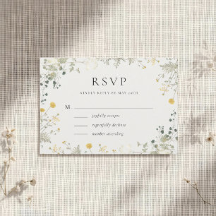 Klassieke Elegante Wilde Bloemen Bruiloft RSVP Kaartje