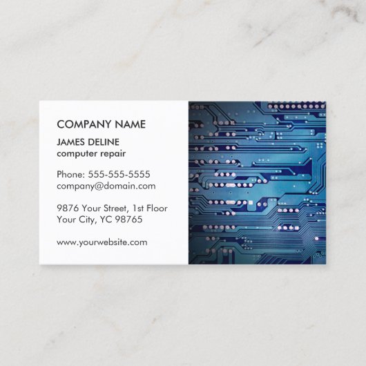 Klassieke Elegante Witte Blauwe Circuit Computer R Visitekaartje (Voorkant)