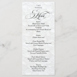 Klassieke elegante witte bruiloft menu