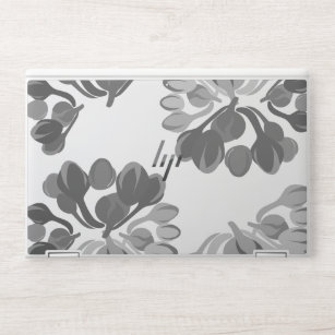 Klassieke elegante witte en grijze Floral print HP Laptopsticker