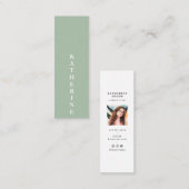 Klassieke elegante witte groene minimalistische fo mini visitekaartje (Voorkant / Achterkant)