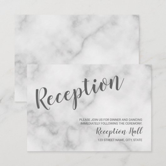 Klassieke Elegante Witte Marmeren Huwelijksrecepti Kaart (Voorkant / Achterkant)