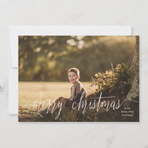 Klassieke Elegante Witte Vrolijk Kerstmis Foto Feestdagenkaart