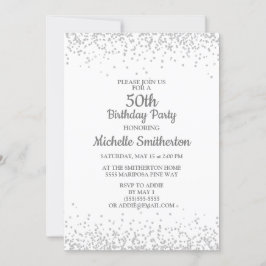 Klassieke Elegante Witte Zilveren Glitters 50e Ver Kaart
