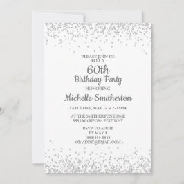 Klassieke Elegante Witte Zilveren Glitters 60e Ver Kaart