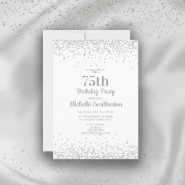 Klassieke Elegante Witte Zilveren Glitters 75e Ver Kaart