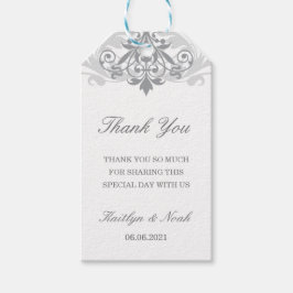 Klassieke & Elegante Zilveren Bruiloft Dank u Cadeaulabel