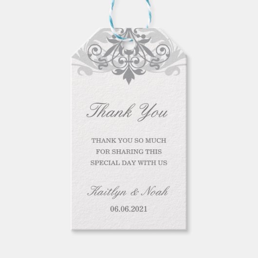 Klassieke & Elegante Zilveren Bruiloft Dank u Cadeaulabel (Voorkant)