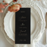 Klassieke Elegante Zwart Goud Kalligrafie Bruiloft Menu<br><div class="desc">Onderdeel van een collectie *Niet echte folie</div>