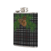 Klassieke elegante zwart grijze plaid tartan grene heupfles (Links)