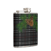 Klassieke elegante zwart grijze plaid tartan grene heupfles (Rechts)