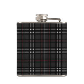 Klassieke elegante zwart grijze plaid tartan grene heupfles (Achterkant)