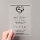 Klassieke Elegante Zwart Minimalistische Bruiloft Acryl Uitnodigingen (Insitu (Draagbaar))