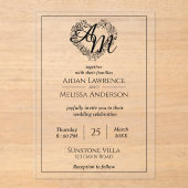 Klassieke Elegante Zwart Minimalistische Bruiloft Acryl Uitnodigingen (Voorkant)