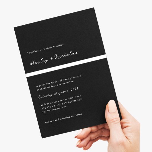 Klassieke Elegante Zwart Vette Rubriek Foto Bruilo Kaart