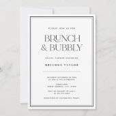 Klassieke Elegante Zwart & Wit Brunch & Bubbly Kaart (Voorkant)