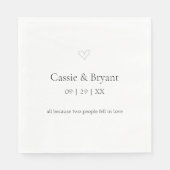 Klassieke Elegante Zwart-Wit Eenvoudige Bruiloft Servet (Voorkant)