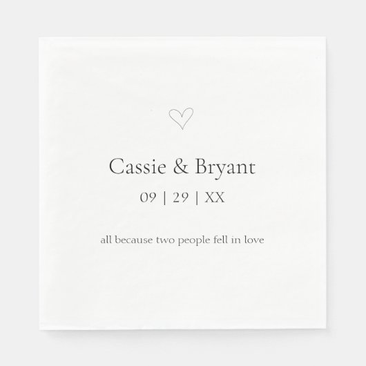 Klassieke Elegante Zwart-Wit Eenvoudige Bruiloft Servet (Voorkant)