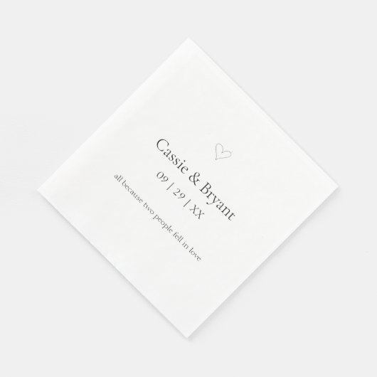 Klassieke Elegante Zwart-Wit Eenvoudige Bruiloft Servet (Hoek)