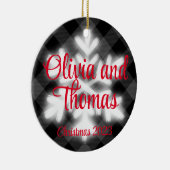 Klassieke elegante Zwart wit geruite sneeuwvlok Keramisch Ornament (Rechts)