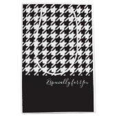 Klassieke Elegante Zwart-Wit Houndstooth Medium Cadeauzakje (Voorkant)