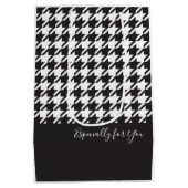 Klassieke Elegante Zwart-Wit Houndstooth Medium Cadeauzakje (Achterkant)