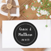 Klassieke Elegante Zwart-Wit Huwelijksgunst Ronde Sticker