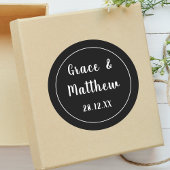 Klassieke Elegante Zwart-Wit Huwelijksgunst Ronde Sticker