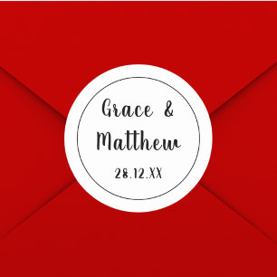 Klassieke Elegante Zwart-Wit Huwelijksminimalist Ronde Sticker