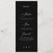 Klassieke Elegante Zwart Wit Kalligrafie Bruiloft Menu (Voorkant)