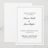 Klassieke Elegante Zwart & Wit Kalligrafie Trouwen Save The Date (Voorkant / Achterkant)