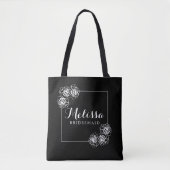 Klassieke Elegante Zwart & Wit Rose Bruidsmeisje G Tote Bag (Voorkant)